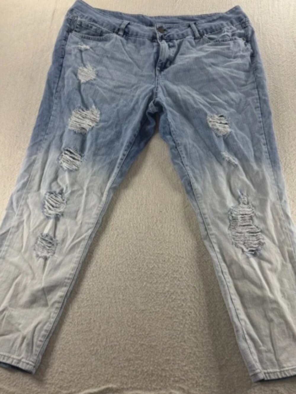 Boyfriend Jeans Womens 18 Light Wash Distressed Ombre Good